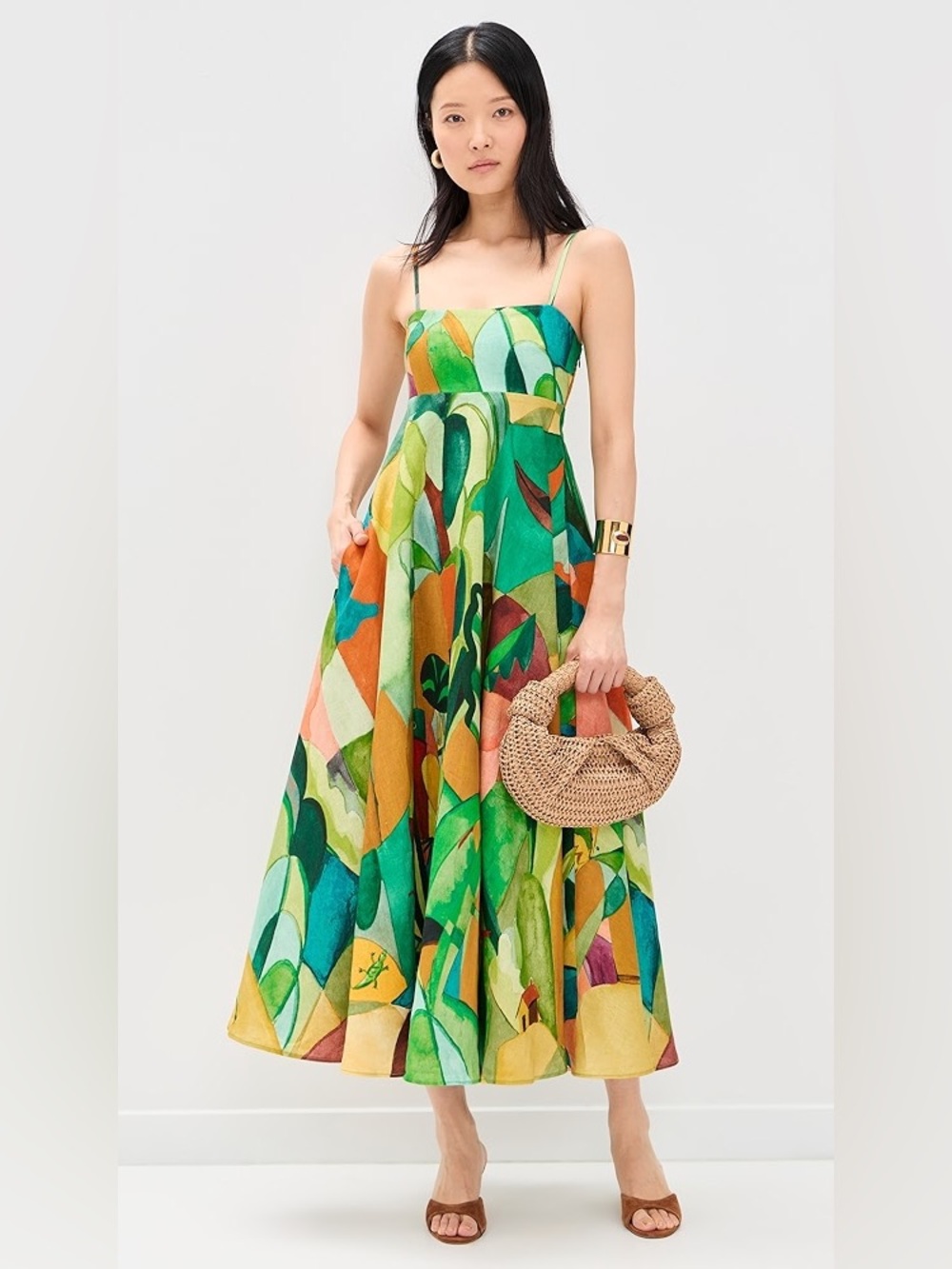 NEW: Alemais Mokshini adjustable-strap midi dress - US 6